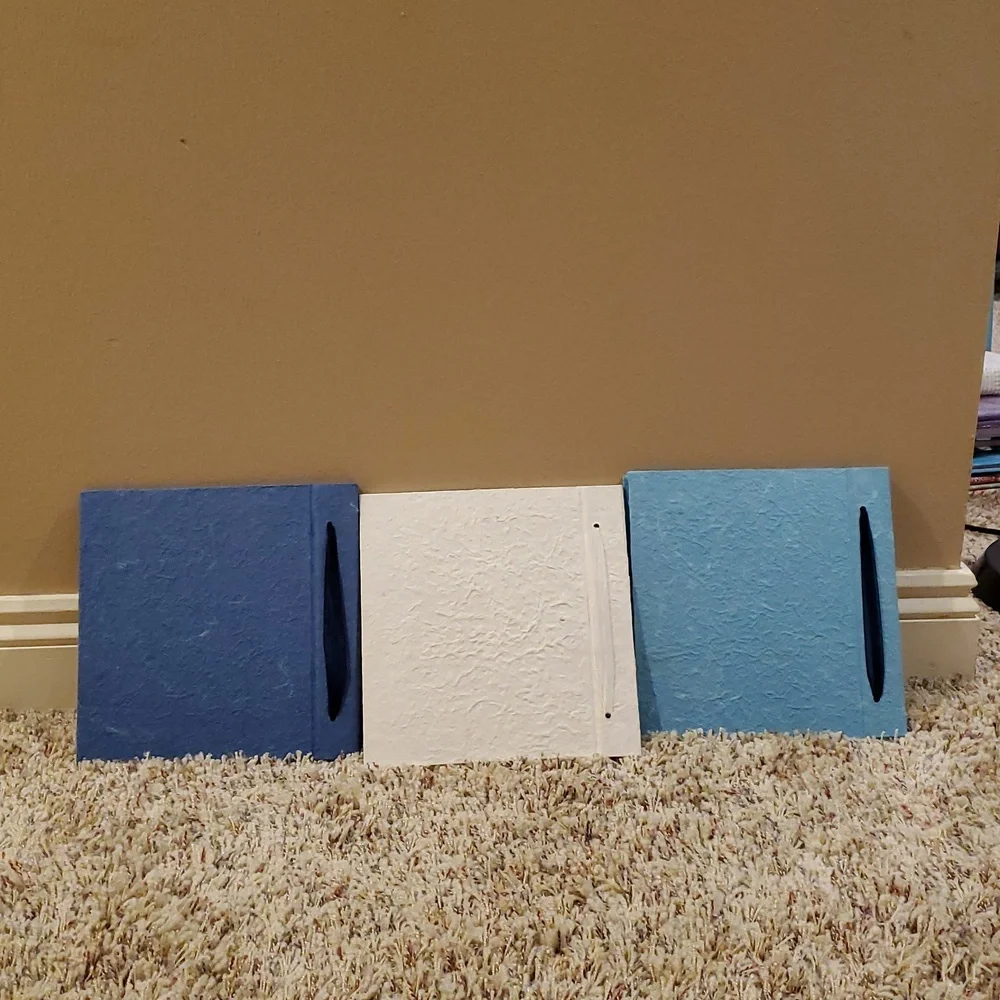 9x9 Mulberry Scrapbook Set - Blue and White Set Of Three